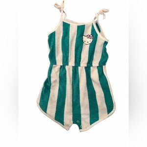 Hello Kitty Teal & white Striped Romper with Tie Straps